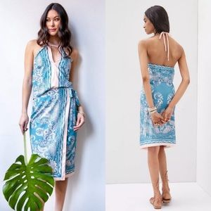 Eva Franco Blue and Pink Halter Dress